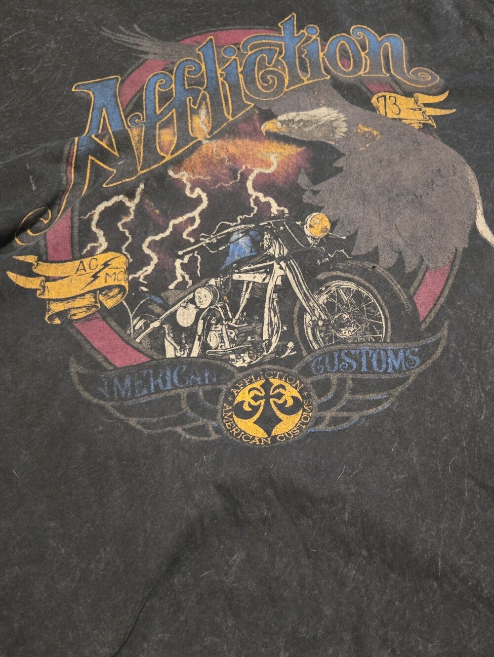 Affliction Black Short-Sleeve Motorcycle Eagle Graphic Tee